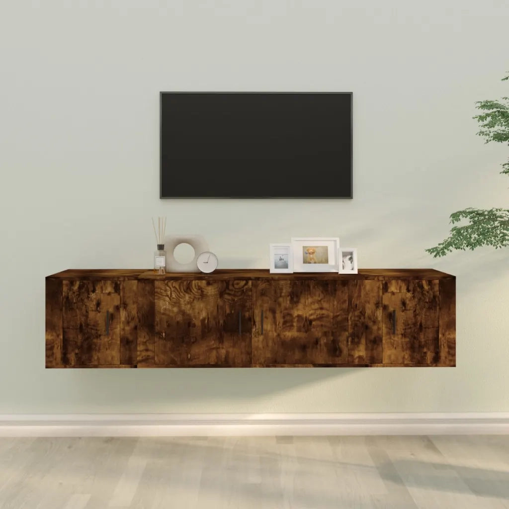 Set Mobili Porta TV 3 pz Rovere Fumo in Legno Multistrato 3188419