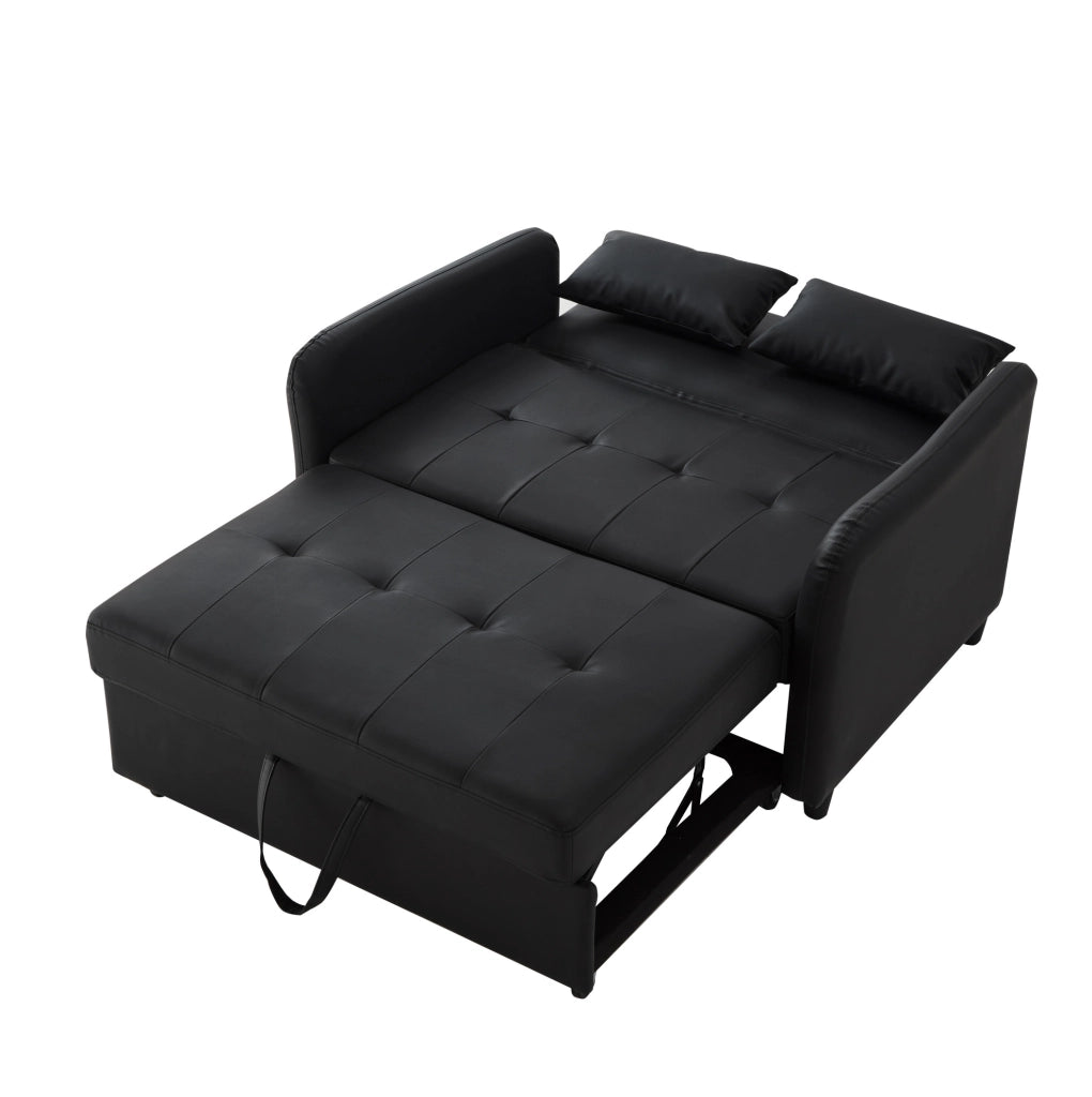Divano letto estraibile 156x100 cm con schienale regolabile in 3 posizioni in schiuma nero antico