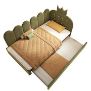 Letto Estraibile 90x200 cm e 90x190 cm - Design a Corona; Reversibile - Velluto Verde