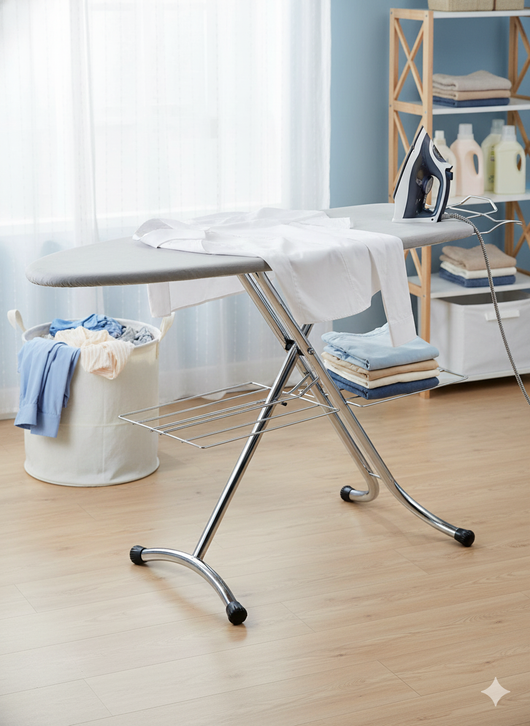 Asse da Stiro Salvaspazio Relax Profi 123x39 cm Ripiano Sottostante Gambe Triple Altezza Regolabile in Acciaio