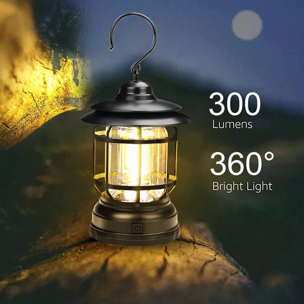 Trade Shop - Lanterna Lampada A Batteria Da Campeggio Ricaricabile Luce Emergenza Regolabile -