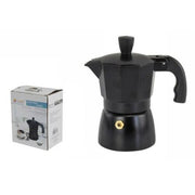 Trade Shop - Caffettiera Moka Macchinetta Caffè Espresso Nera Opaca Misura 3 Tazze -