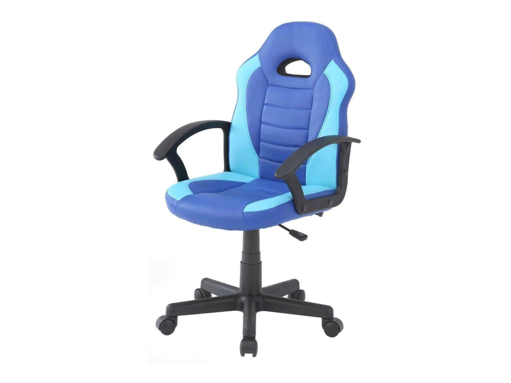 Sedia da gaming Miranda, Poltrona da gaming ragazzo, Sedia da scrivania, 56x55h89/100 cm, Blu e Azzurro