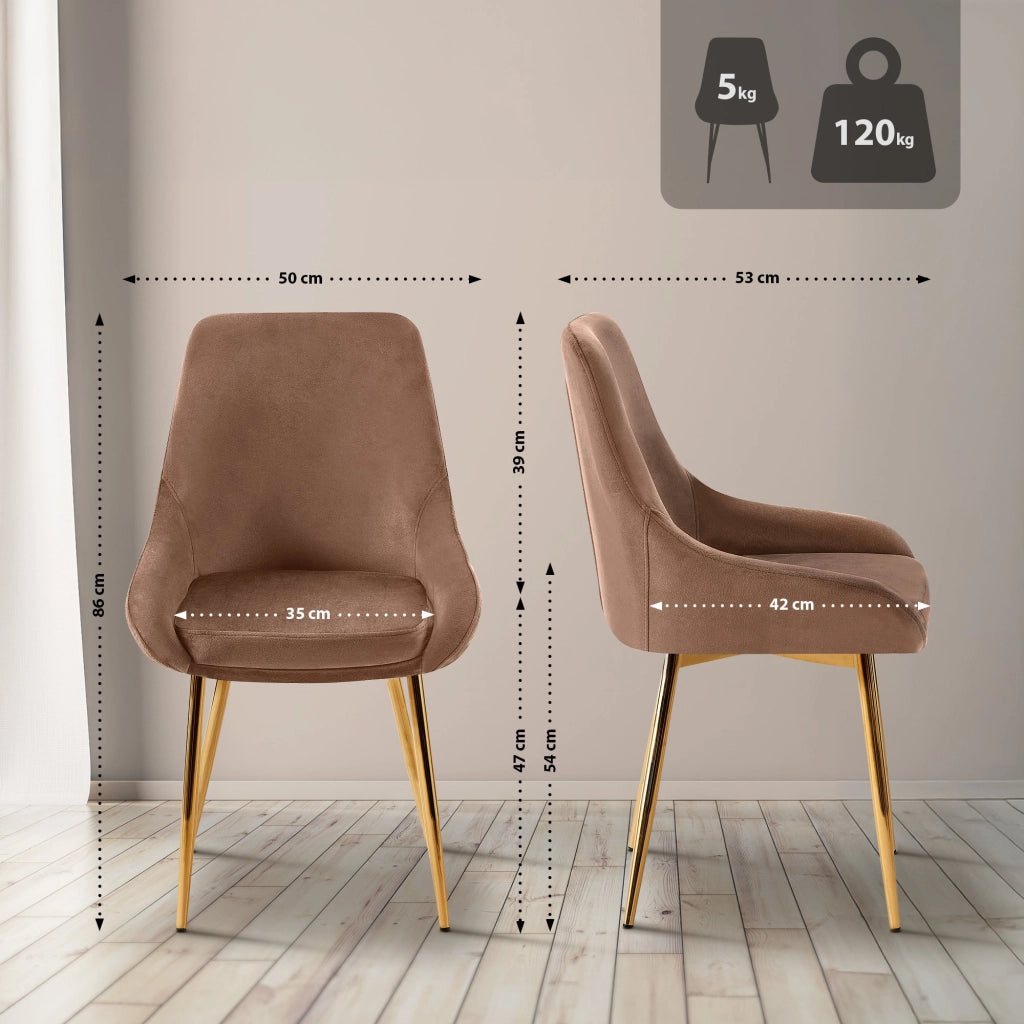 Set di 2 sedie da pranzo Elmira velluto oro 5