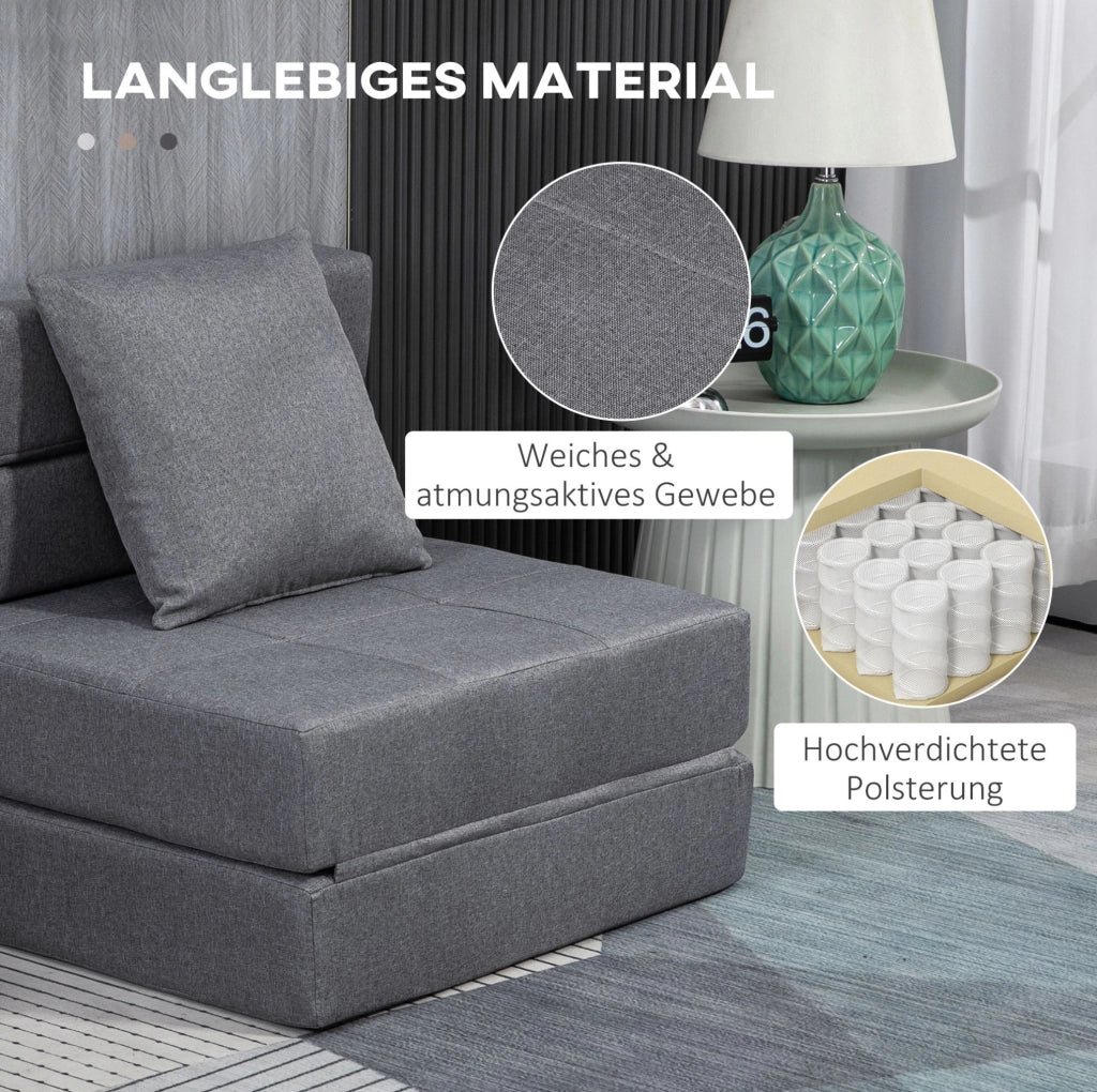 Poltrona letto pieghevole 2 in 1 grigio scuro 70x174 cm