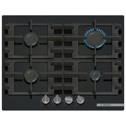 Bosch Serie 4 PNP6B6K40 , Piano cottura a gas, 60 cm, Vetro temperato, Nero