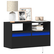 Mobile TV a Parete con Luci LED-Mobile TV a Muro Nero 80x31x45 cm 588576