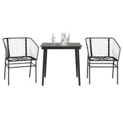 Set Mobili da Pranzo per Giardino 3 pz Nero Polyrattan Vetro