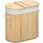 EasyComfort Cesto Portabiancheria a 2 Sezioni, 2 Coperchi e Capacità 100L con Sacca Interna Removibile, 62.5x37x60.5 cm