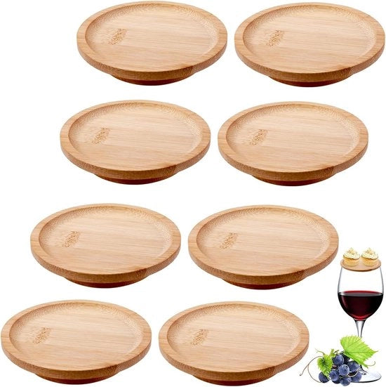 Tavoli di Servizio per Antipasti in Bambù - Set da 8 - Adatto per Desserti e Feste.