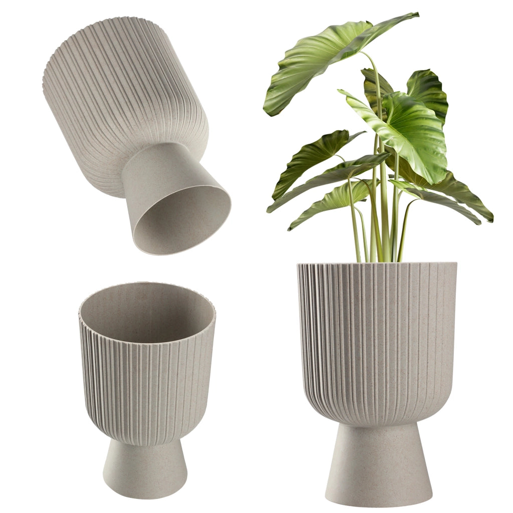 Vaso da fiori KADAX, vaso per fiori, da giardino, con coperchio in plastica, 14 cm, supporto per fiori, grigio