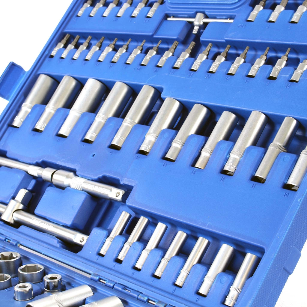 Set di chiavi a bussola 192 pz. Con cricchetti, bit, prese da 1/2″ 3/8″ 1/4″