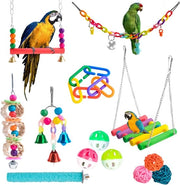 Set di gioco per uccelli, composto da 17 pezzi di gioco per pappagalli, oscillatore-gnafalizzatore per uccelli, set di gioco per uccelli per pappagalli, are, pappagalli a testa nera, pappagalli, passeri (set di 13)