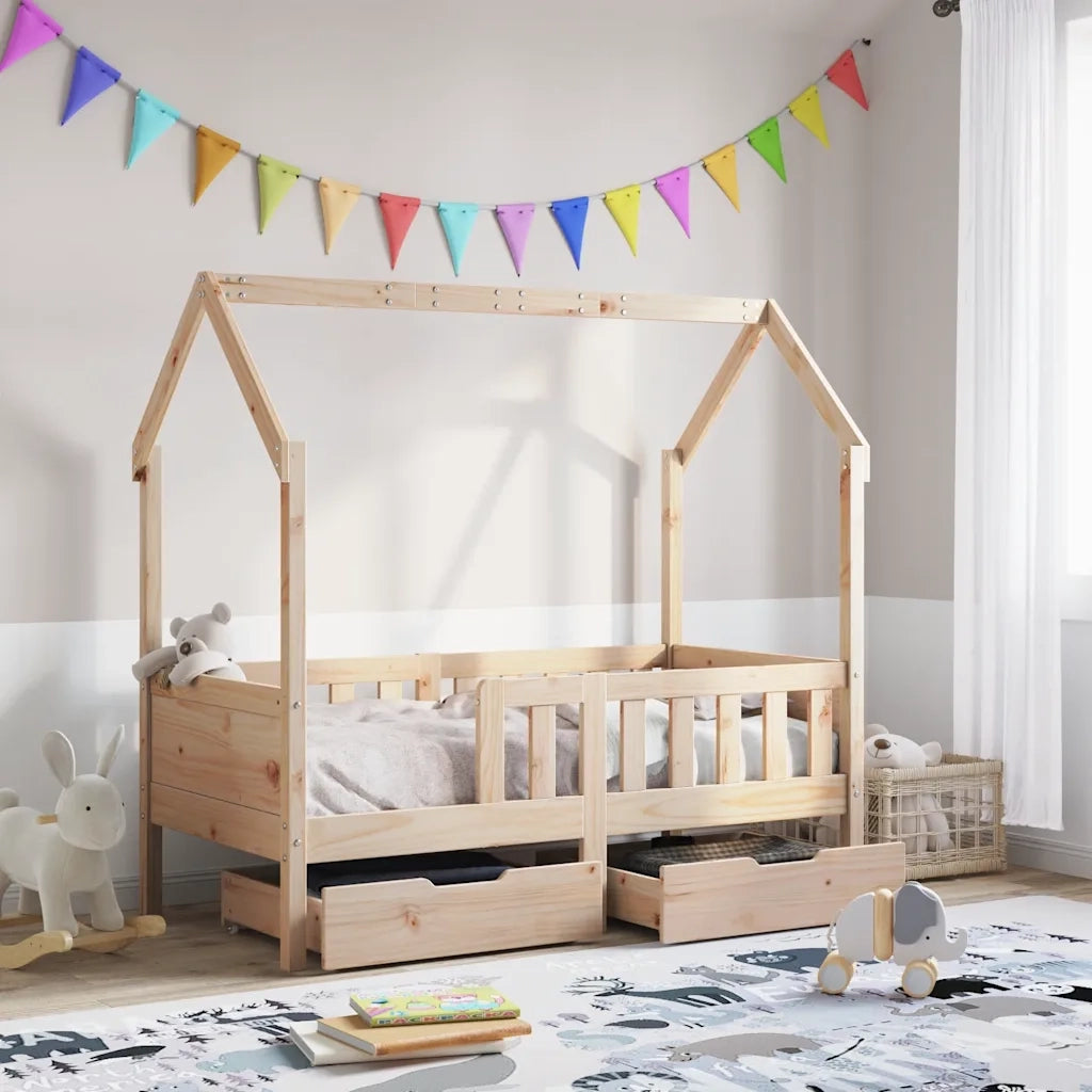 Giroletto per Bambini con Cassetti 80x170cm Legno Massello Pino 3302041