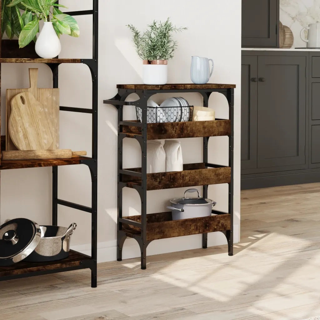 Carrello da Cucina-Scaffale per Cucina Rovere Fumo 53x20x76 cm in Legno Multistrato
