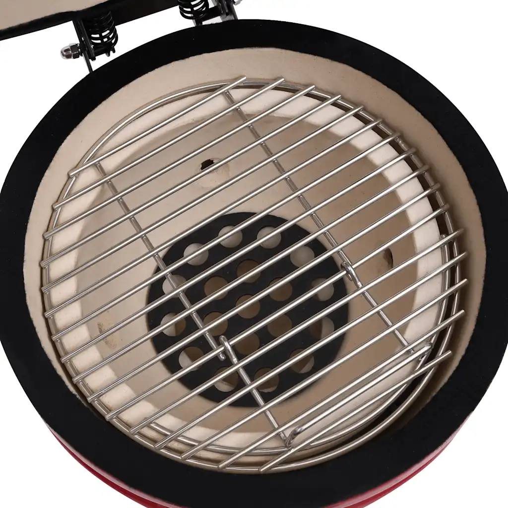Barbecue Affumicatore 2 in 1 Kamado in Ceramica 56 cm Rosso cod mxl 54778