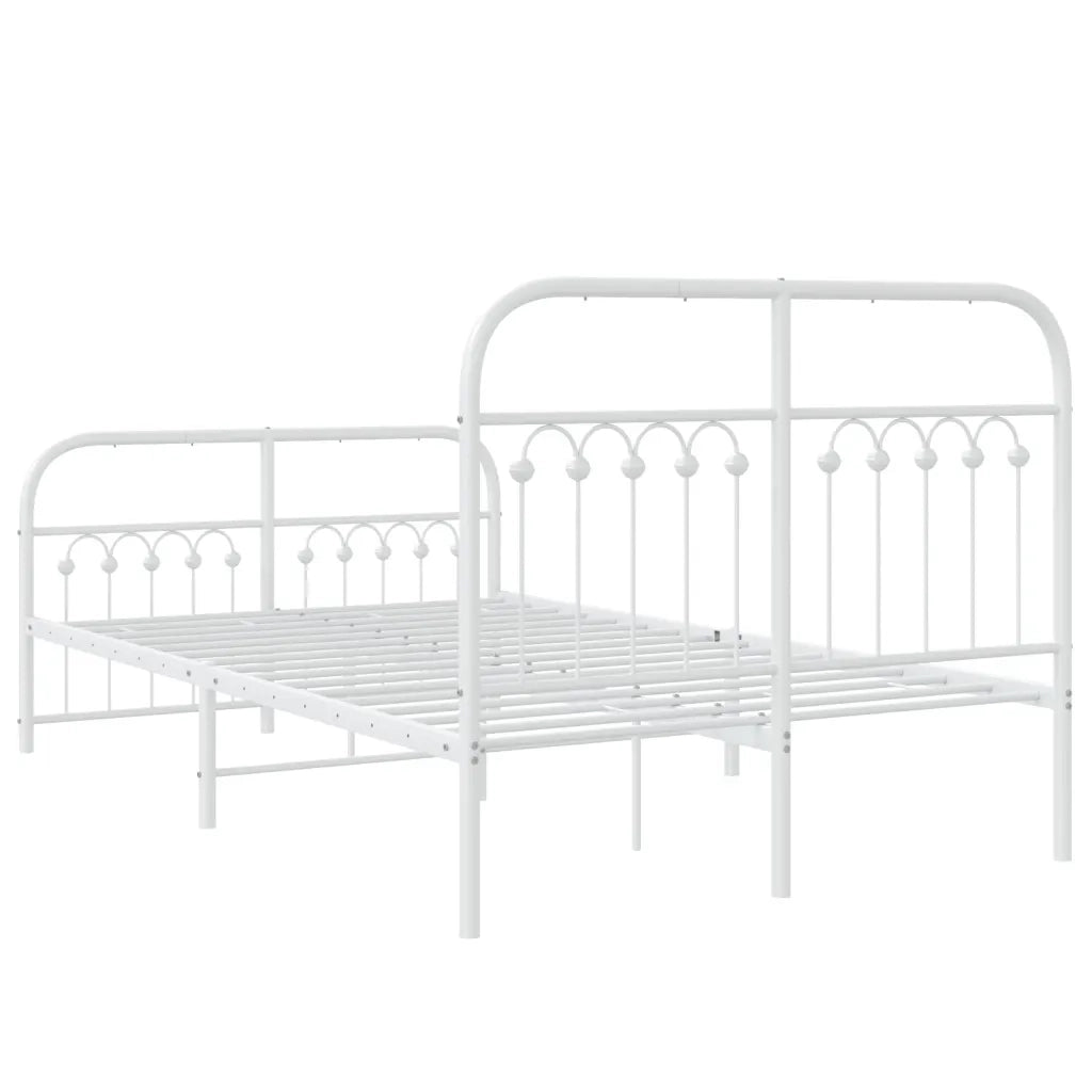 Giroletto con Testiera e Pediera Metallo Bianco 120x190 cm 376664