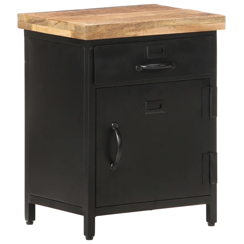 Comodino | Armadio da Notte | Mobiletto da notte 40x30x52 cm in Legno di Mango Grezzo