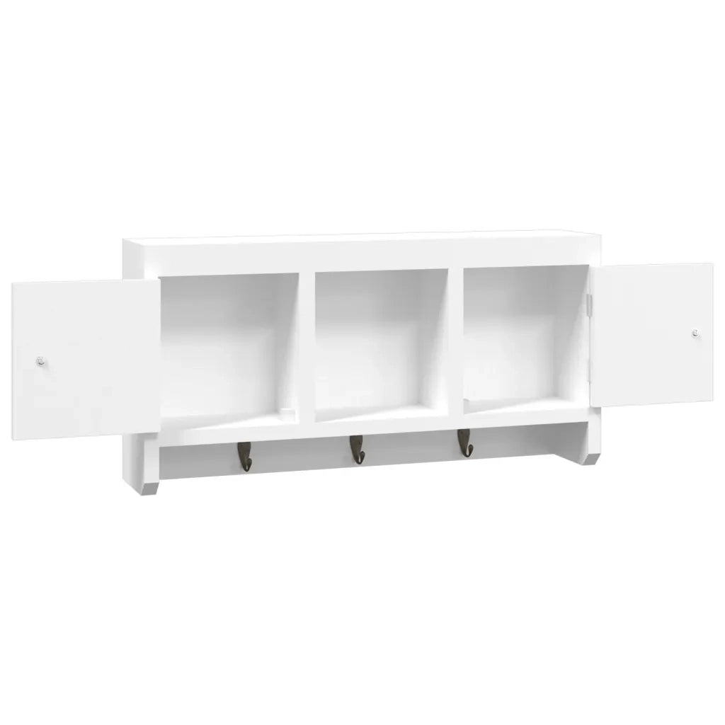 Armadietto per Chiavi Bianco 40x8,5x20 cm in Legno e Acciaio 350631