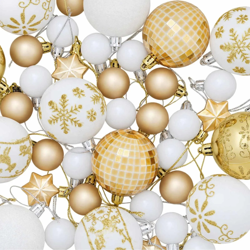 Set di Palline di Natale 88 pz Oro e bianco Ø 6 cm Plastica 42053198