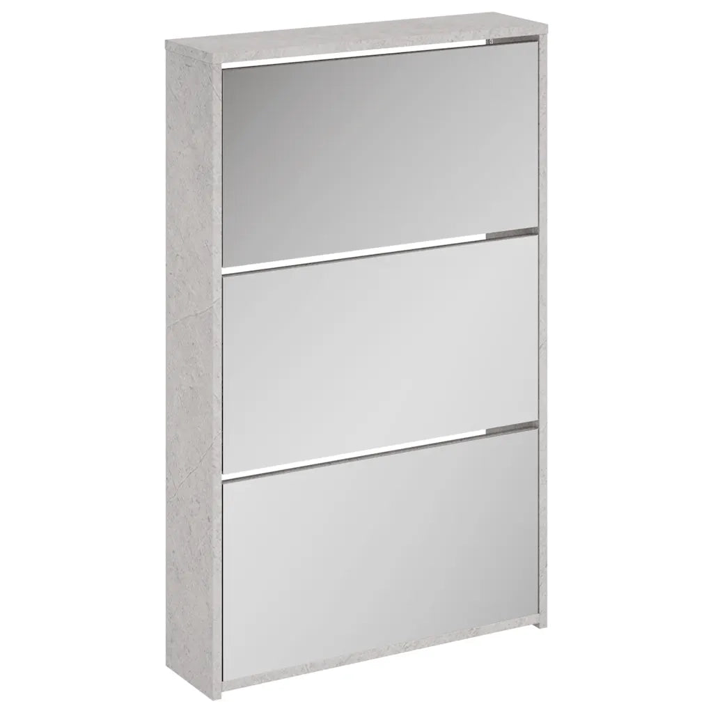 Scarpiera con Specchio a 3 Livelli Grigio cemento 63x17x102,5cm 342636