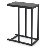 Tavolino a forma di C per divano e letto-Tavolino da soggiorno altezza 64cm con struttura in metallo Nero