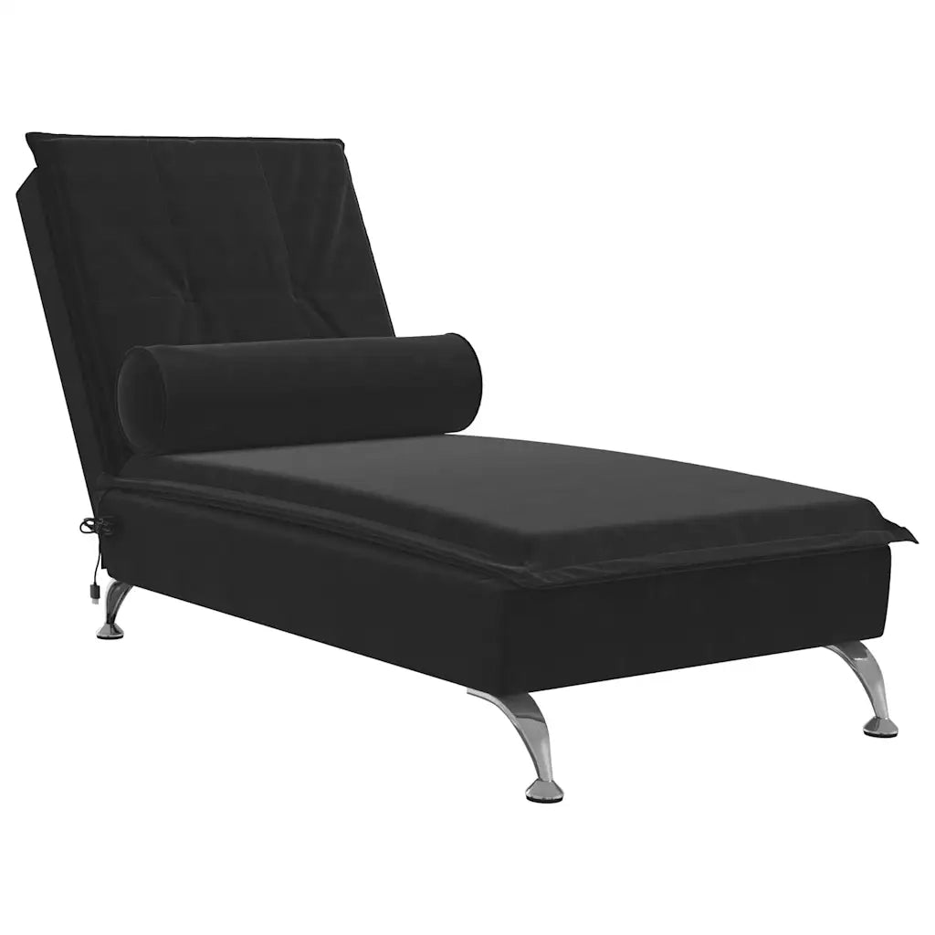 Chaise Longue Massaggi con Cuscino a Rullo Nero in Velluto CFW1484756