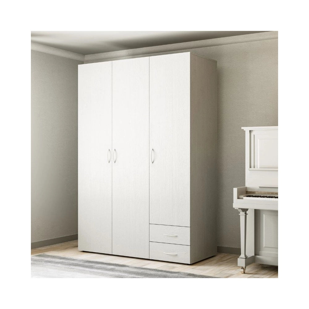 Armadio 3 ante e 2 cassetti Seba3 120x51,6x177h colore bianco