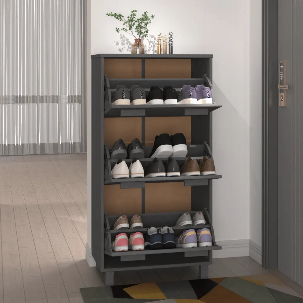 Scarpiera | Mobile per scarpe HAMAR Grigio Scuro 59,5x35x117 cm in Legno di Pino