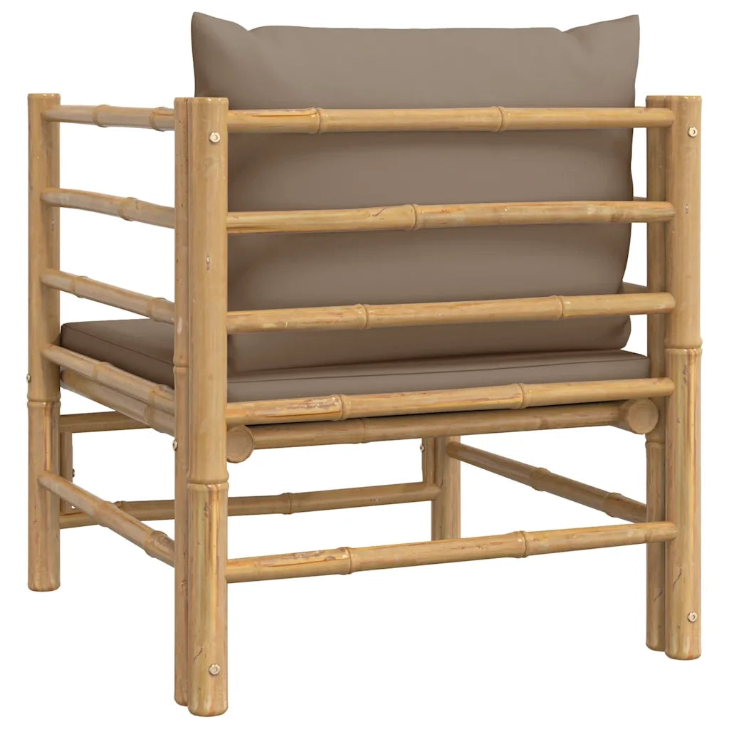 Divano da Giardino con Cuscini-Sofa da Giardino-Divano da esterno Tortora in Bamb¨´