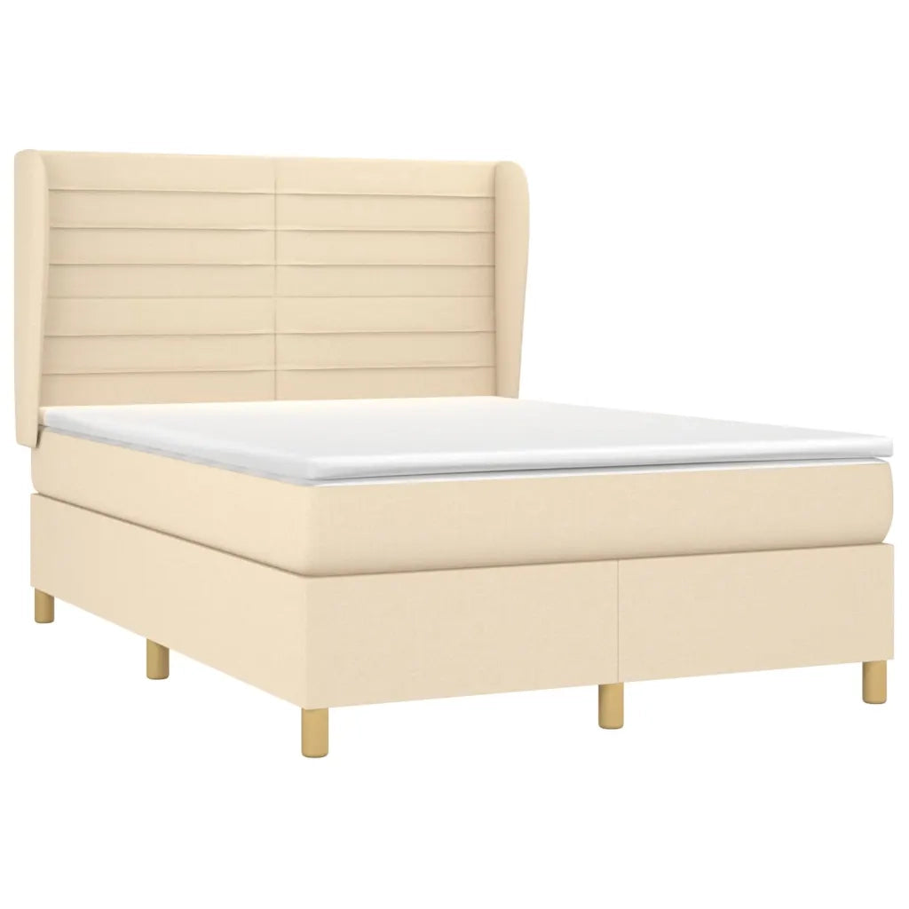 Giroletto a Molle con Materasso Crema 140x19 cm in Tessuto 3128602