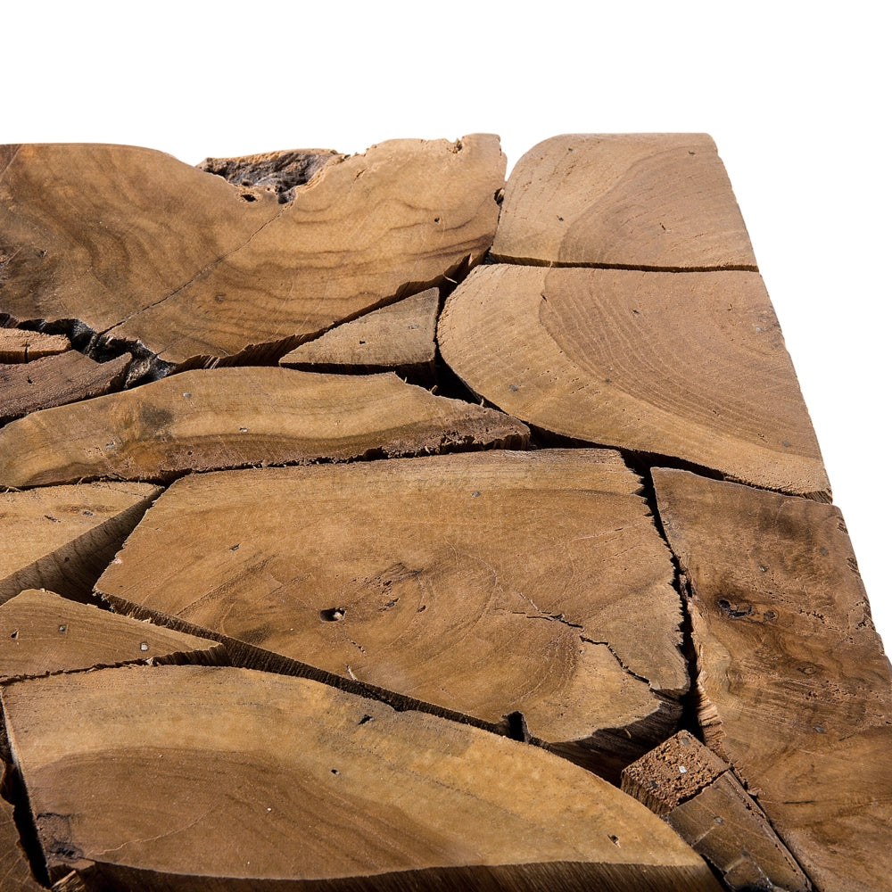 Tavolino in Legno di Teak Marrone Chiaro a Mosaico 30 x 30 cm tavolo laterale stile rustico