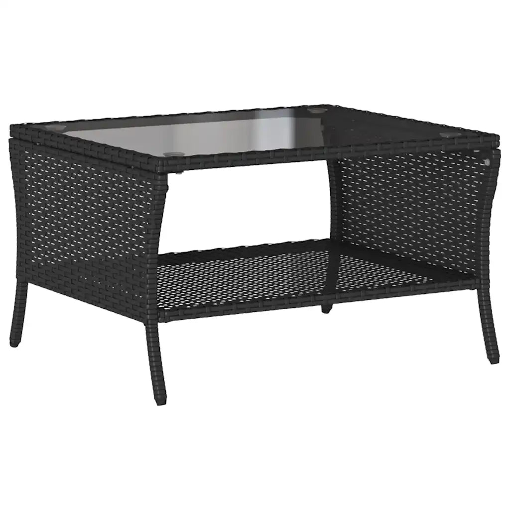 Divano da Giardino a 2 Posti Cuscini&Tavolo-Sofa da Giardino-Divano da esterno Nero in Polyrattan