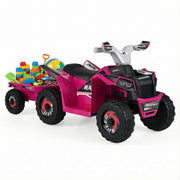 Quad atv elettrico bambini rimorchio posteriore ruote antiusura motore-Quad giocattolo interruttore un tocco veicolo per bambini 3+ anni Rosa