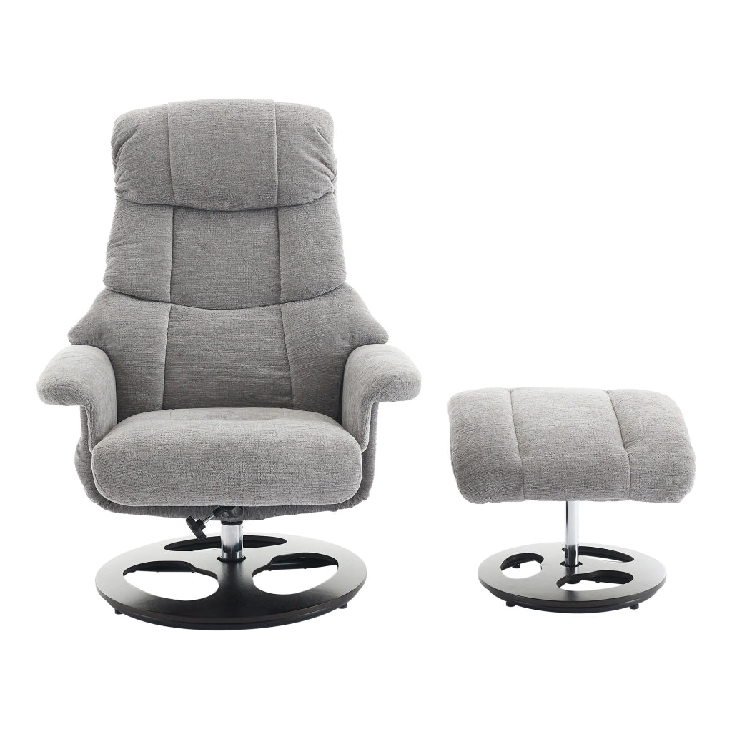 Poltrona massaggiante elettrica girevole 360° con riscaldamento, poggiapiedi, in Chenille Grigio