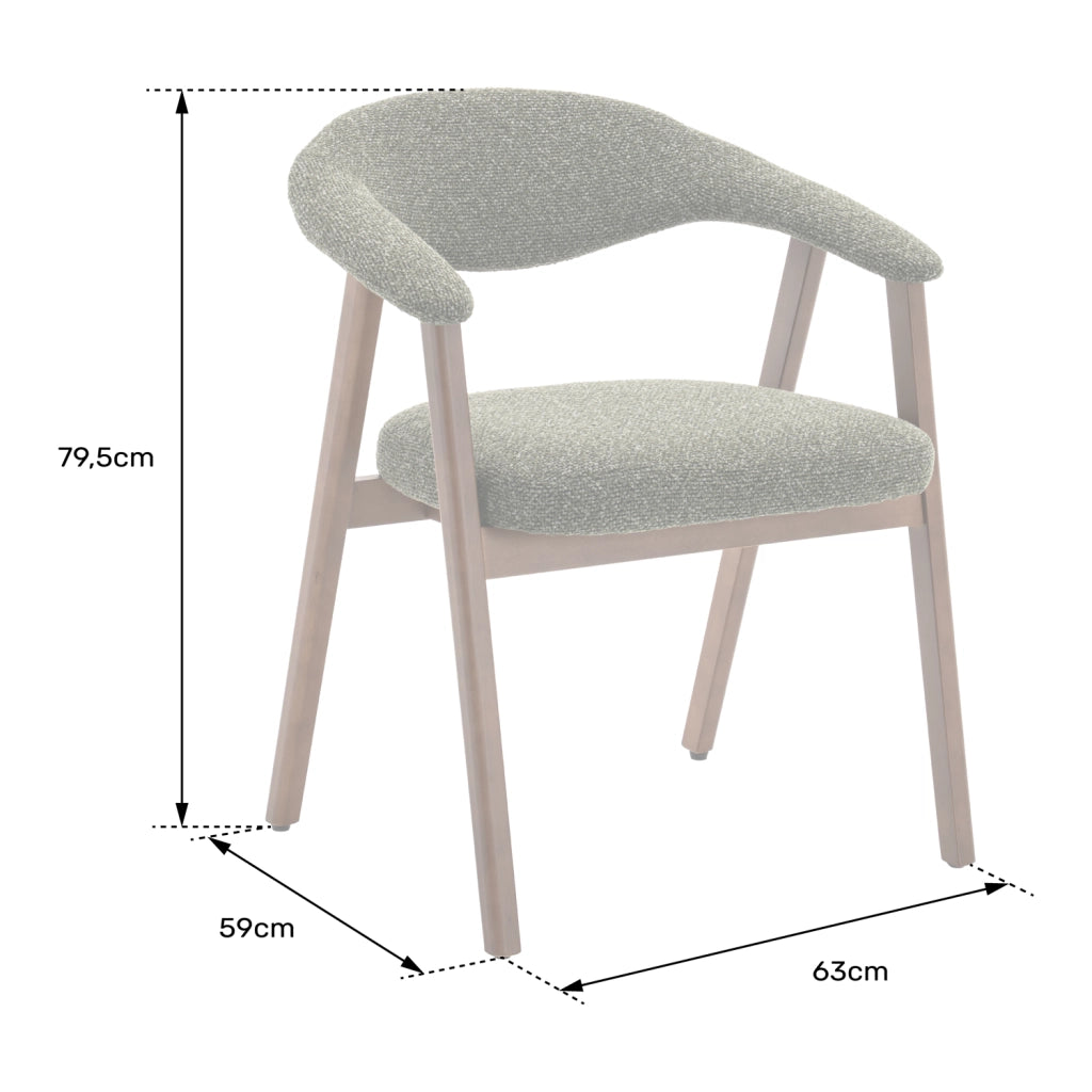 Set di 2 sedie in legno scuro e tessuto bouclé beige BARBARA