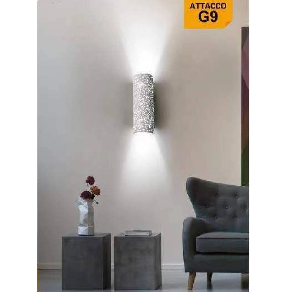 Trade Shop - Applique In Gesso A Parete Doppia Emissione Luce 2xg9 Cilindro Traforato Gs-e38 -
