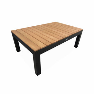 Salotto da giardino in legno di eucalipto e alluminio, 5 posti, nero