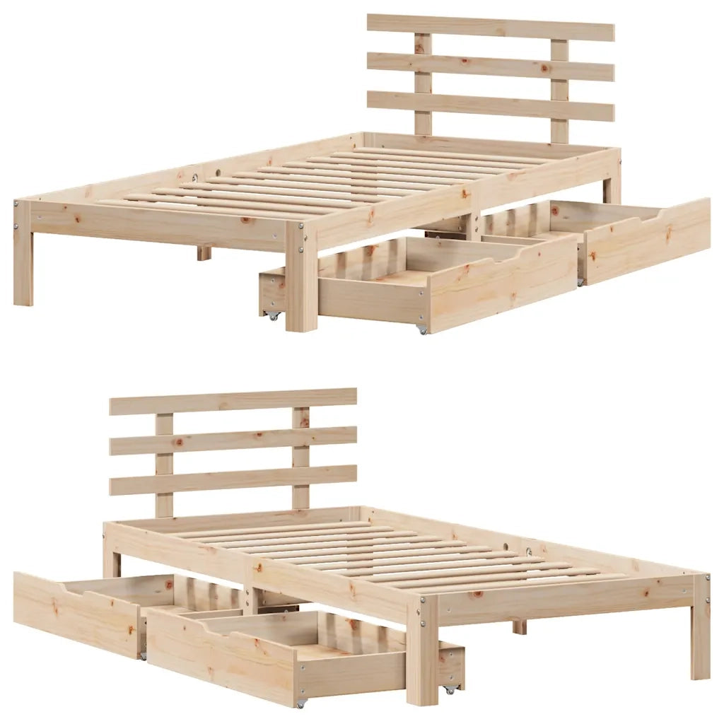Giroletto con Cassetti 100x200 cm Legno Massello di Pino