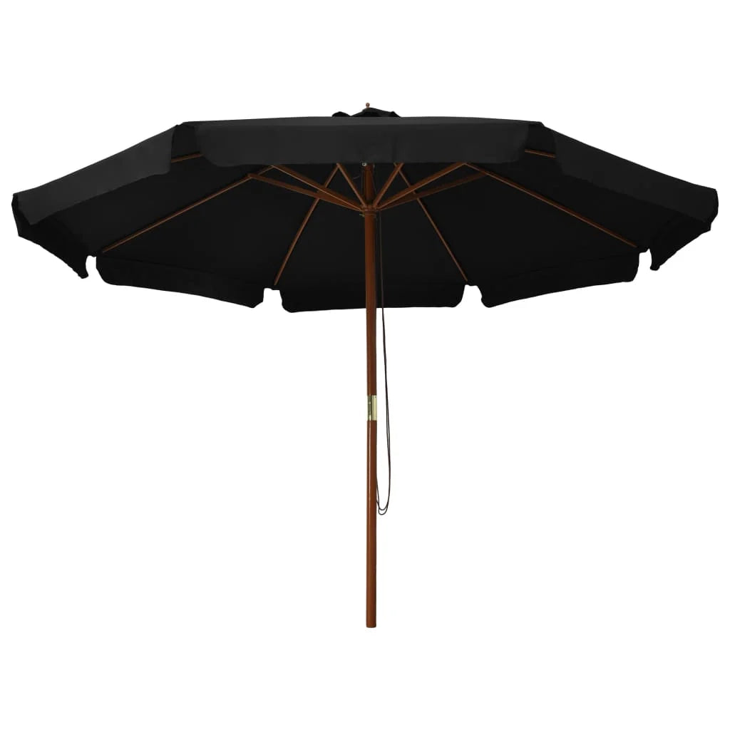 Ombrellone da esterno con palo in legno 330 cm nero 02_0008251
