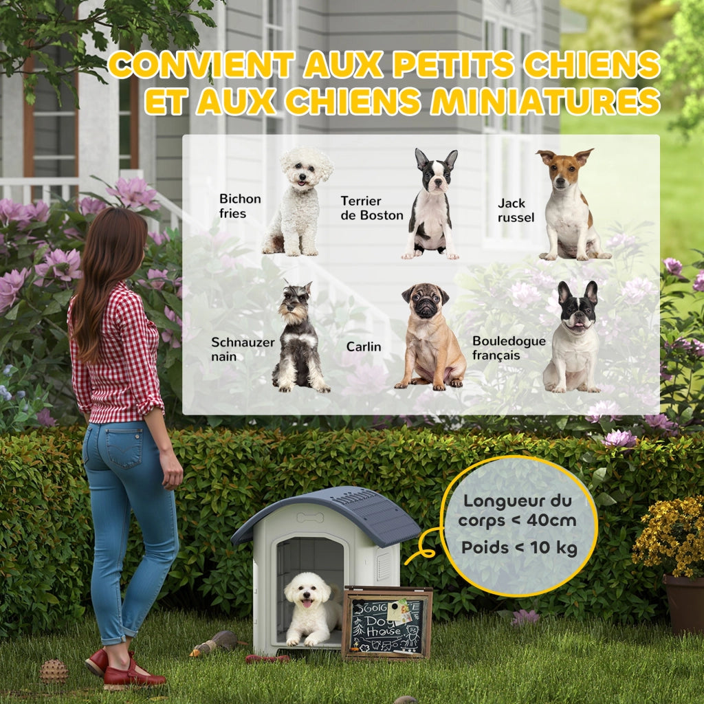 Casetta per Cane Esterno in Plastica con Pavimento Sollevato ¨C zephmum ¨C Grigio