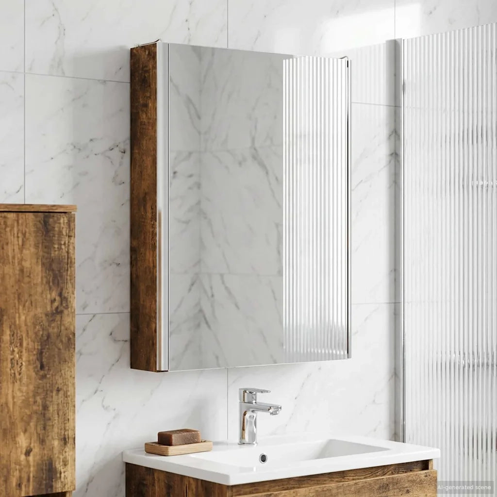 Mobiletto per specchio da bagno Rovere fumé 43 x 11,5 x 60,5 cm 889227