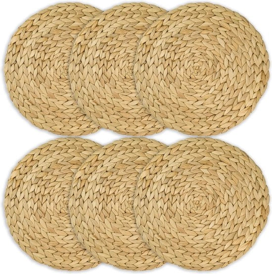 Piattino per tavolo a intreccio circolare di acqua giacinto lavabile, set da 6 pezzi 30 cm