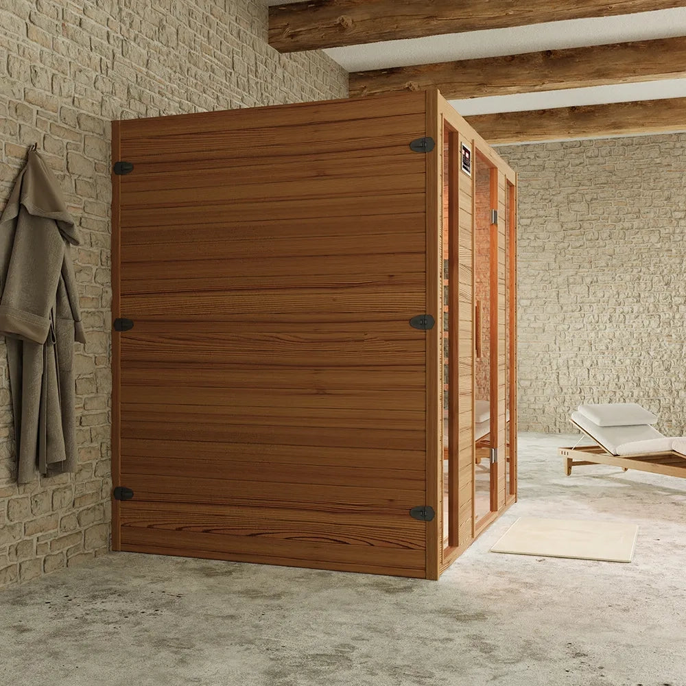 Sauna ad infrarossi 148x188 cm H188 in legno Hemlock con radio integrata | Oulu