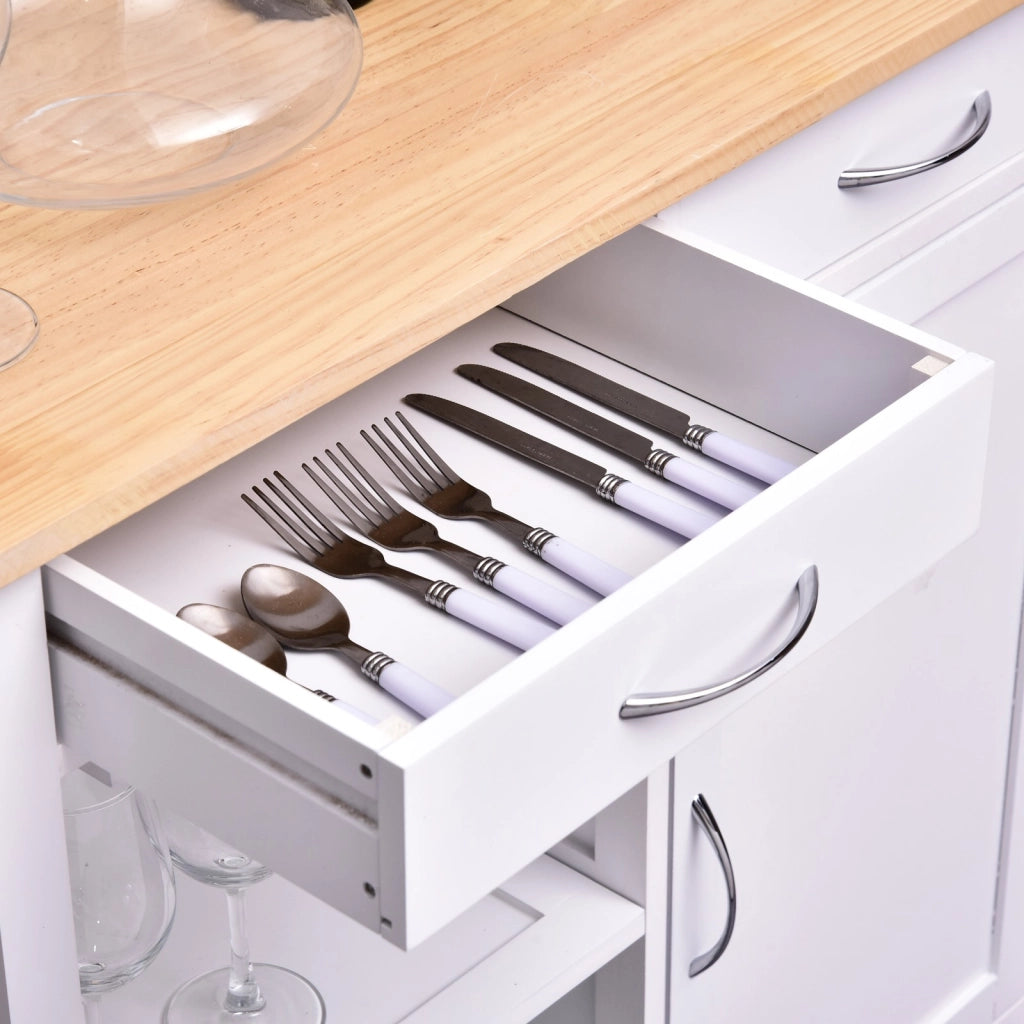 EasyComfort Carrello da Cucina Classico con Cassetti e Ruote in Legno Salvaspazio 89x40x84cm