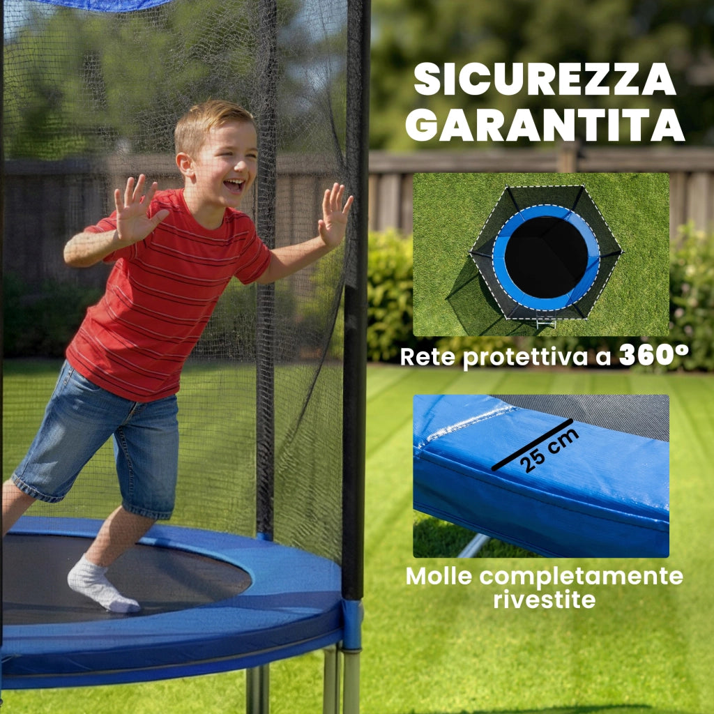 Trampolino da giardino 305 cm con rete ¨C zephmum ¨C Grigio