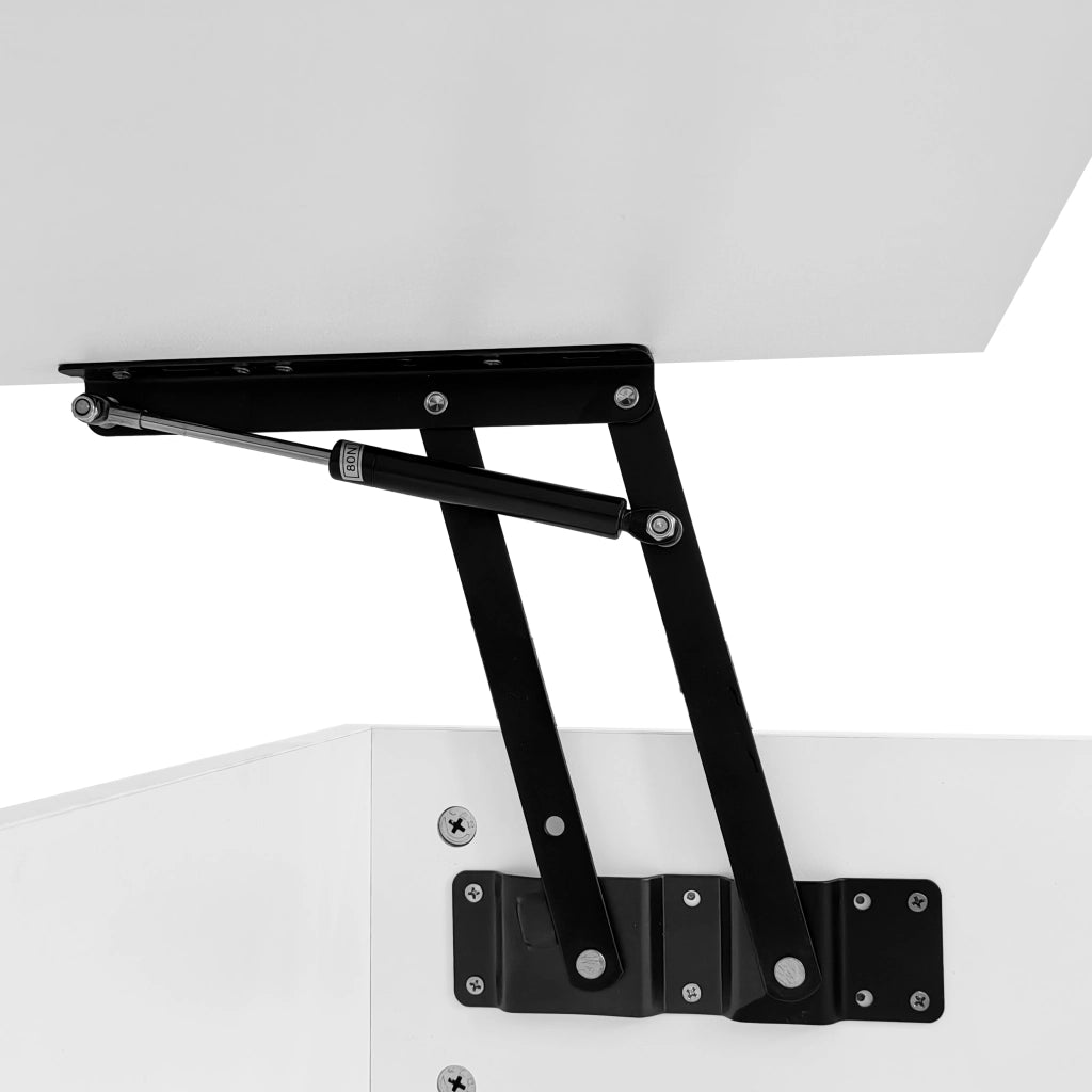 Tavolino da caffè 100x50x45 cm; piano sollevabile e scorrevole con LED; truciolare bianco