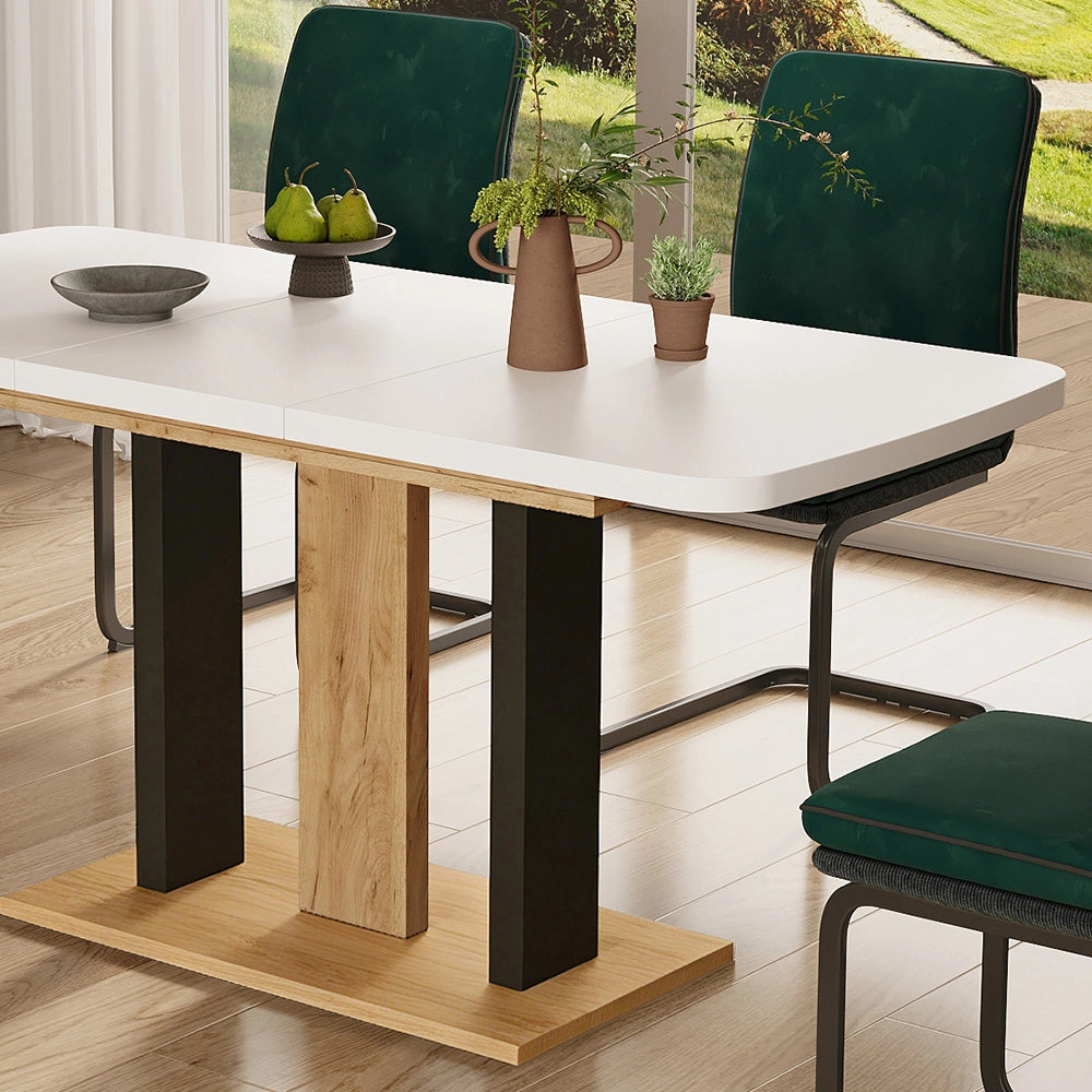 Vicco Tavolo da pranzo Estensibile Rovere bianco/nero/Goldkraft 120/160 x 80 cm 2 parti