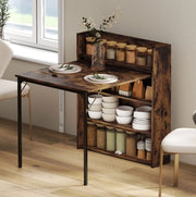 Tavolo pieghevole con 3 ripiani 80x90x93 cm marrone rustico