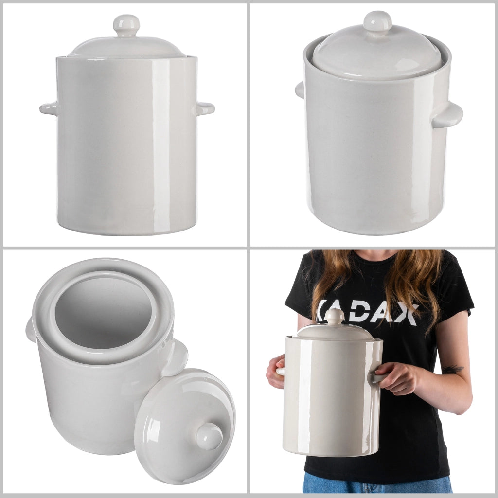 Vaso KADAX a forma di barile per sottaceti con collarino, 2,5 l, in gres per cavoli e cetrioli